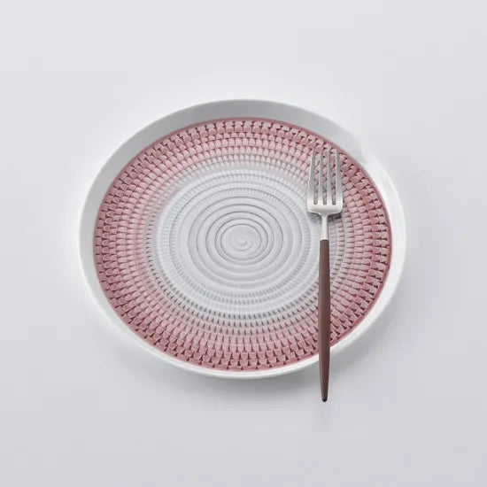 波佐見燒 色染流紋圓盤 21cm|一真窯 手作陶盤|日本製(五色可選)