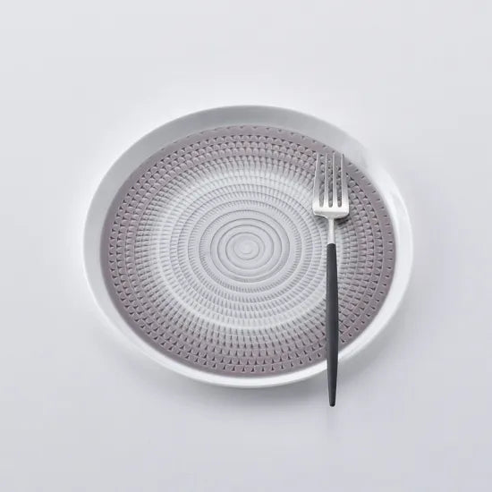 波佐見燒 色染流紋圓盤 21cm｜一真窯 手作陶盤｜日本製（五色可選）