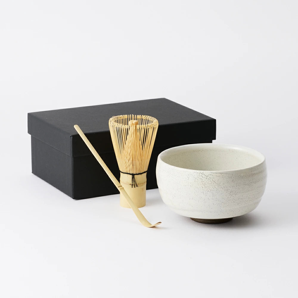 AKOMEYA TOKYO 波佐見燒 抹茶三件組｜青藍釉｜日本製 茶碗＋茶筅＋茶杓