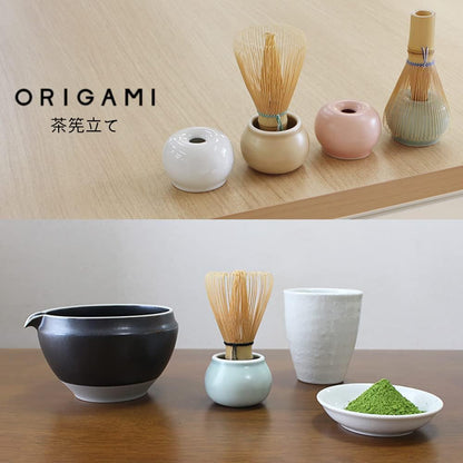 日本製 ORIGAMI 茶筅立て｜白磁 陶瓷茶筅架｜美濃燒 抹茶茶道配件