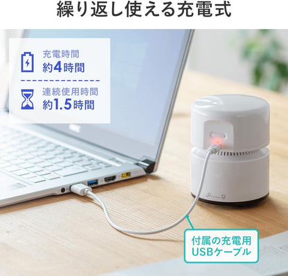 Sanwa Direct 200-CD070 桌上型吸塵器｜充電式 桌面清潔 強弱兩段 白色