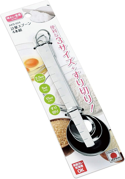 日本製 燕三條 下村工業 不鏽鋼量匙4件組｜一體成形刻度清晰｜料理烘焙必備 AKS-624
