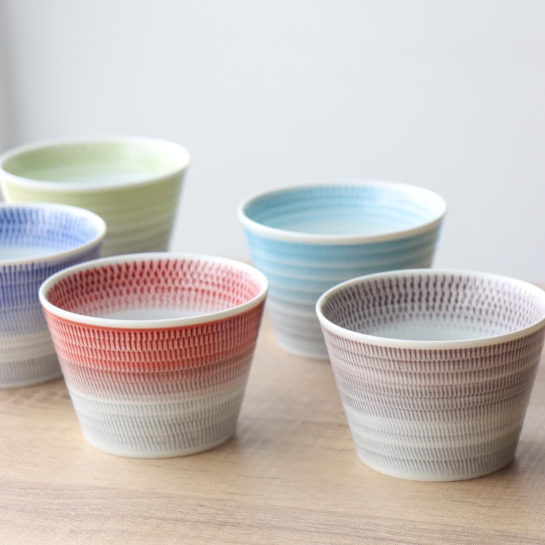 波佐見燒 放射刻紋杯｜一真窯 茶杯 蕎麥麵杯｜日本製（五色可選）