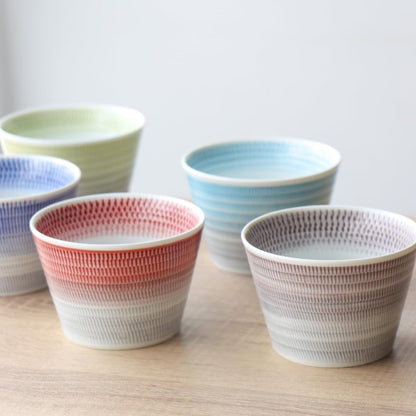 波佐見燒 放射刻紋杯｜一真窯 茶杯 蕎麥麵杯｜日本製（五色可選）