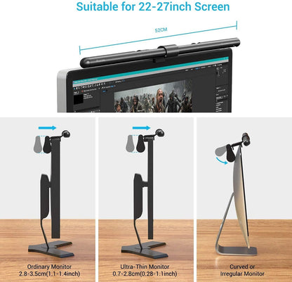 Quntis 螢幕掛燈 BasicPlus｜52cm USB 桌燈｜自動調光・無段色溫亮度