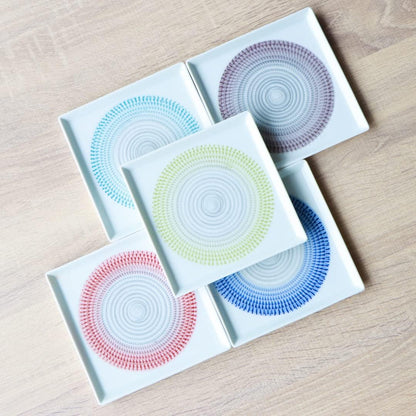 波佐見燒 漸層放射刻紋方皿 13.5cm｜一真窯 手作陶盤｜日本製 五色可選