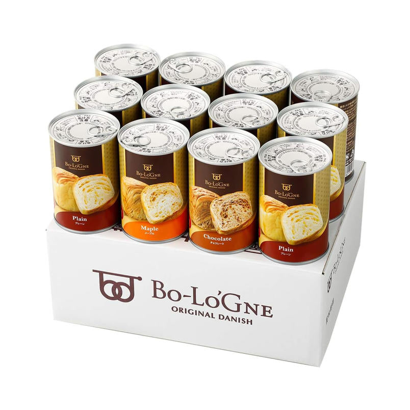 Bo-Lo'GNE 京都祇園 防災食品 罐頭麵包 5.5 年保存 非常食 1 箱 12 罐（3 種口味）