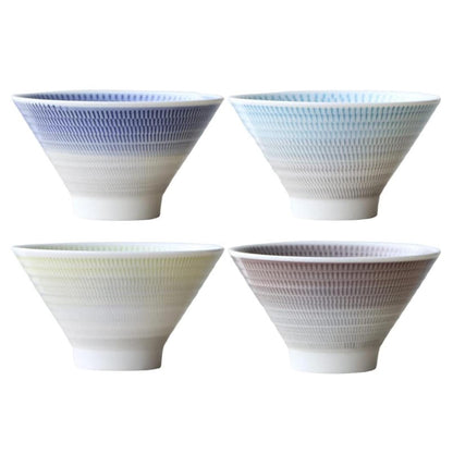 波佐見燒 富士刻紋飯碗｜一真窯 手作茶碗｜飛鉋刻紋 日本製（四色可選）