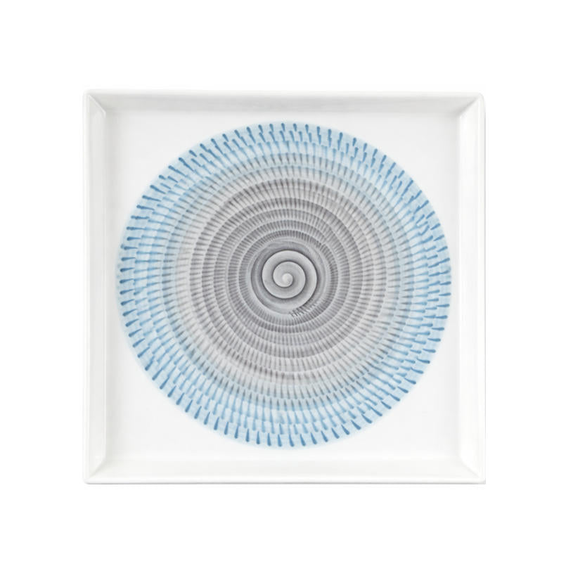 波佐見燒 漸層放射刻紋方皿 13.5cm｜一真窯 手作陶盤｜日本製 五色可選