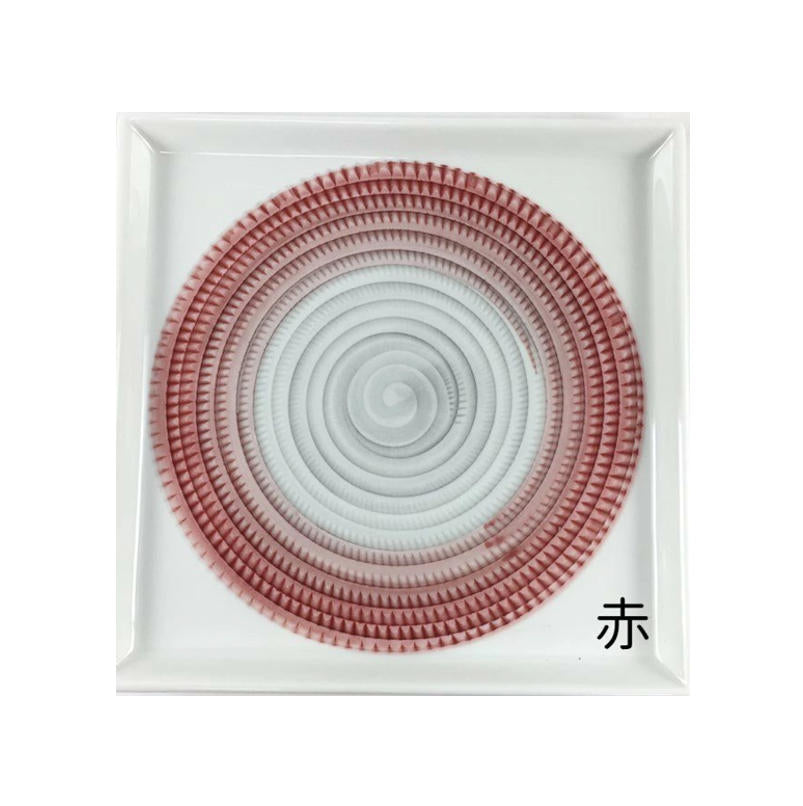波佐見燒 漸層放射刻紋方皿 13.5cm｜一真窯 手作陶盤｜日本製 五色可選