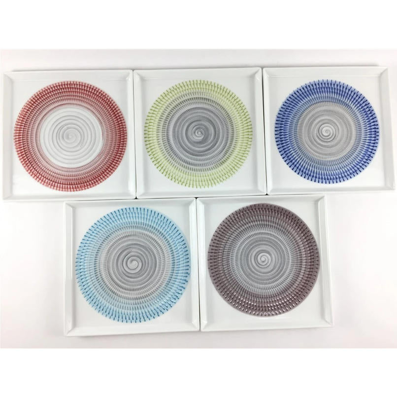 波佐見燒 漸層放射刻紋方皿 13.5cm｜一真窯 手作陶盤｜日本製 五色可選