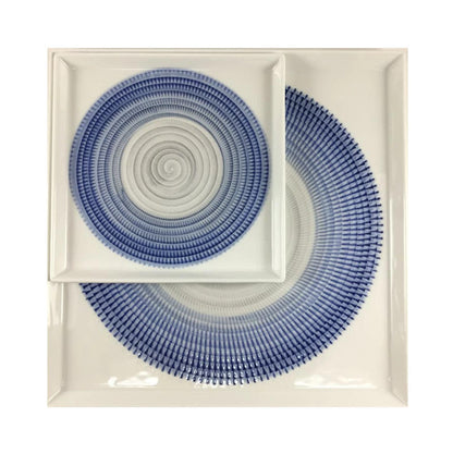 波佐見燒 漸層放射刻紋方皿 21cm｜一真窯 手作陶盤｜日本製（五色可選）