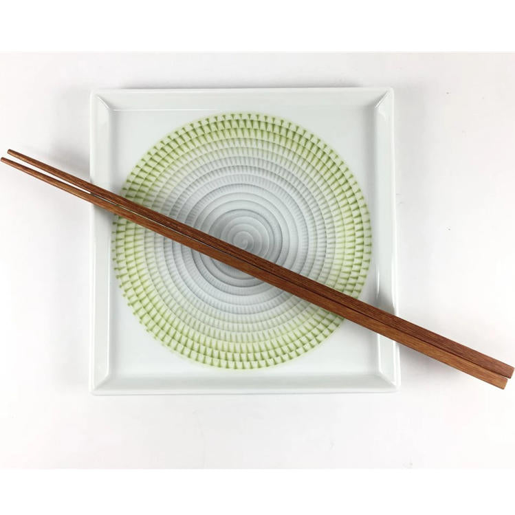 波佐見燒 漸層放射刻紋方皿 13.5cm｜一真窯 手作陶盤｜日本製 五色可選