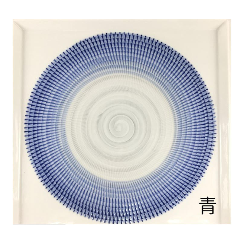 波佐見燒 漸層放射刻紋方皿 21cm｜一真窯 手作陶盤｜日本製（五色可選）