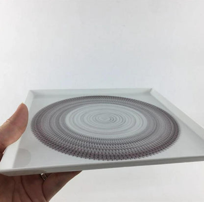 波佐見燒 漸層放射刻紋方皿 21cm｜一真窯 手作陶盤｜日本製（五色可選）