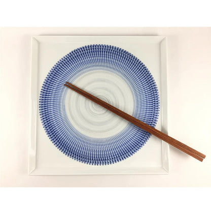 波佐見燒 漸層放射刻紋方皿 21cm｜一真窯 手作陶盤｜日本製（五色可選）