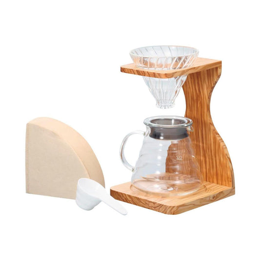 HARIO V60 橄欖木手沖咖啡架組｜日本咖啡品牌｜1–4杯手沖咖啡濾杯套組